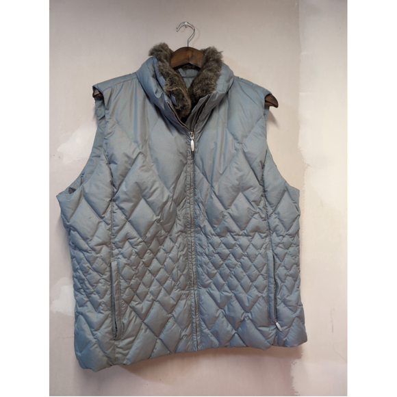 Eddie Bauer Jackets & Blazers - Eddie Bauer Premium Goose Down Vest Faux Fur Collar Women Sz XXL Gorpcore Quilt